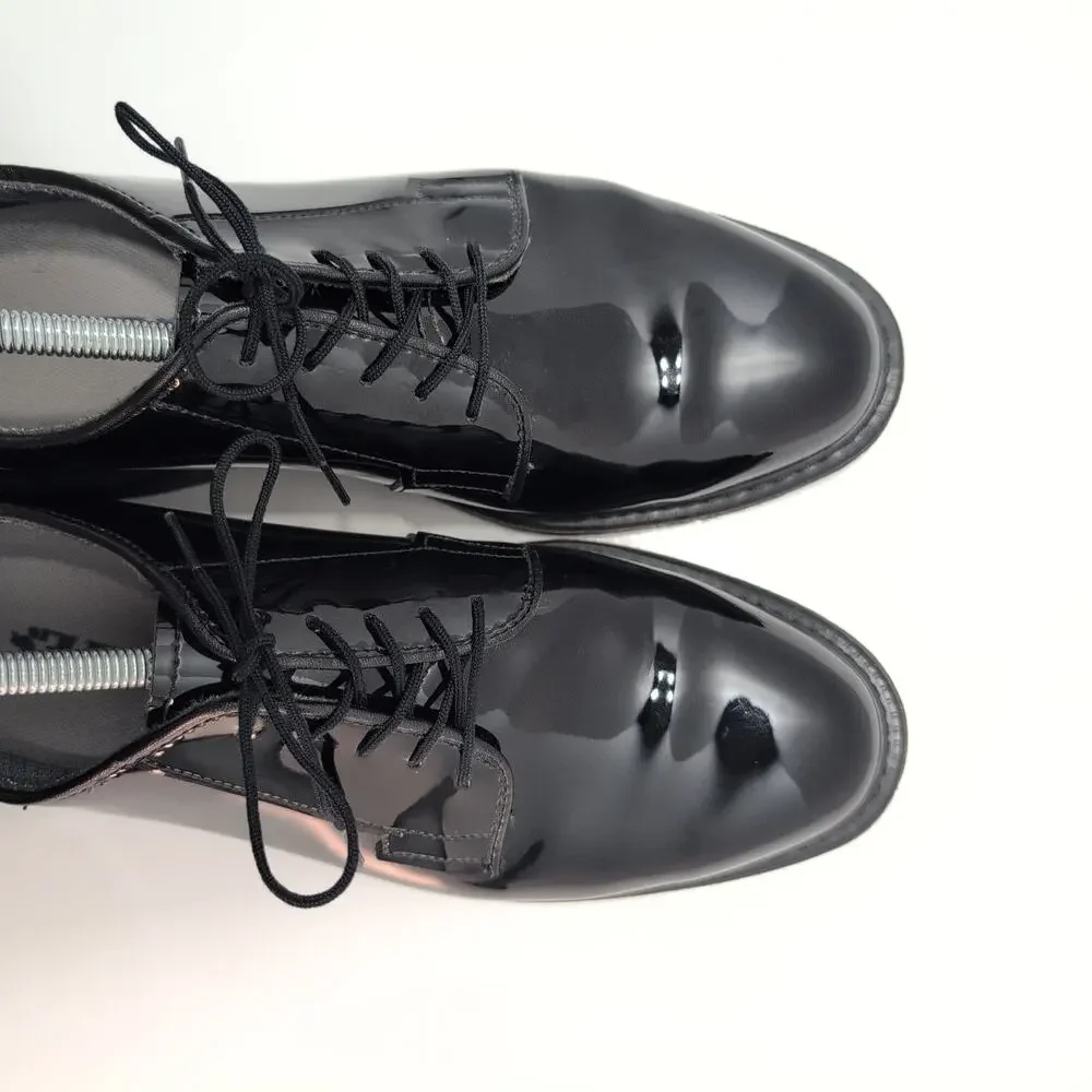 Bates Mens Size 9.5 D High Gloss Shiny Dress Shoes Black Uniform Military Plain